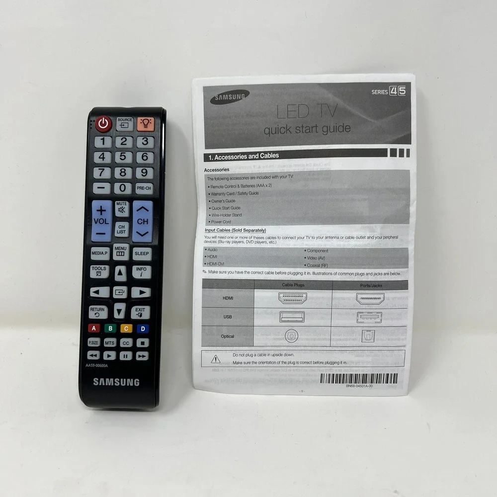 Genuine Samsung TV Remote Control AA59-00600A With Quick Start Manual Guide OEM